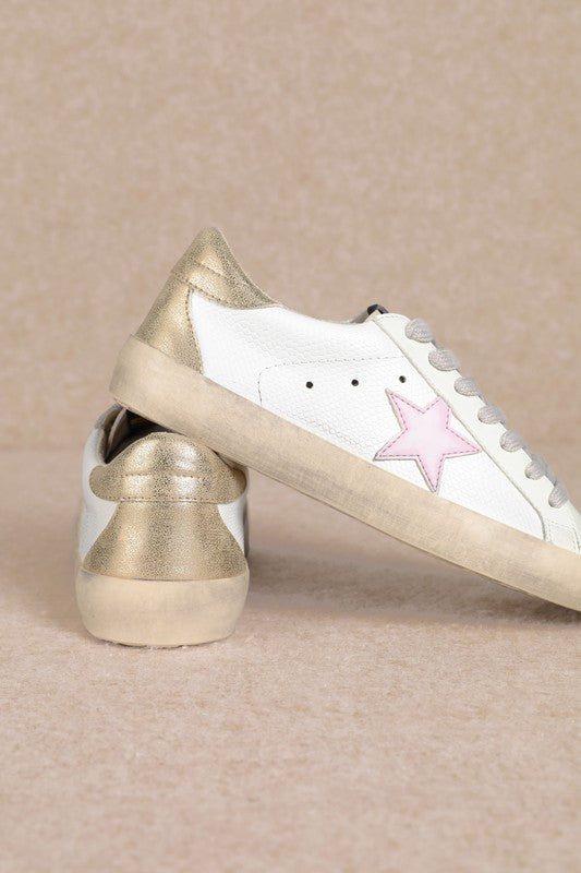 NEWEST ARRIVAL Pink/Gold Star Sneakers
