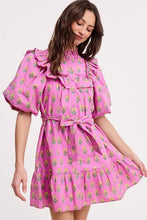 Load image into Gallery viewer, NEWEST ARRIVAL Pink Floral Puff Sleeve Dress
