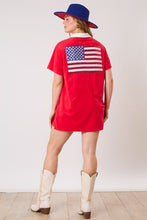 Load image into Gallery viewer, LAST ONE MEDIUM Red Terry Cloth American Flag Sequin Dress

