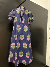 Load image into Gallery viewer, NEWEST ARRIVAL Navy Floral Ruffle Mock Neck Midi Dress
