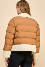 Load image into Gallery viewer, ONLINE ONLY Camel Sherpa Trim Puffer Jacket
