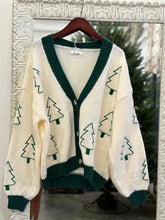 Load image into Gallery viewer, LAST ONE FINAL SALE Green Christmas Tree Embroidered Sweater Cardigan
