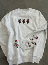 Load image into Gallery viewer, Gray Gingerbread Recipe Embroidered Crewneck
