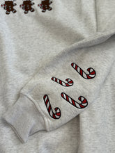 Load image into Gallery viewer, Gray Gingerbread Recipe Embroidered Crewneck
