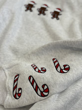 Load image into Gallery viewer, Gray Gingerbread Recipe Embroidered Crewneck
