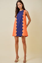 Load image into Gallery viewer, NEWEST ARRIVAL *PREORDER 9/4* Navy/Orange Scallop Trim Shift Dress
