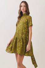 Load image into Gallery viewer, NEWEST ARRIVAL *PREORDER 9/4* Olive Jacquard Neck Tie Dress
