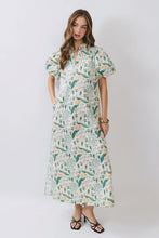 Load image into Gallery viewer, NEWEST ARRIVAL Peacock Print Puff Sleeve Maxi Dress
