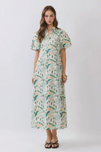 Load image into Gallery viewer, NEWEST ARRIVAL Peacock Print Puff Sleeve Maxi Dress
