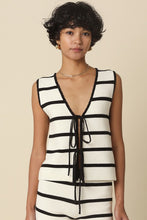 Load image into Gallery viewer, NEWEST ARRIVAL *PREORDER 3/26* Cream/Black Knit Front Tie Shorts Set
