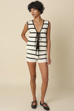 Load image into Gallery viewer, NEWEST ARRIVAL *PREORDER 3/26* Cream/Black Knit Front Tie Shorts Set
