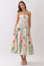 Load image into Gallery viewer, NEWEST ARRIVAL *PREORDER 6/26* Tropical Botanical Pleated Midi Dress
