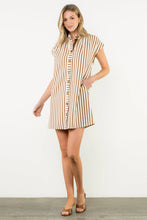 Load image into Gallery viewer, LAST ONE FINAL SALE Brown/Olive Striped Button Down Dress
