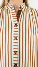 Load image into Gallery viewer, LAST ONE FINAL SALE Brown/Olive Striped Button Down Dress
