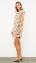 Load image into Gallery viewer, LAST ONE FINAL SALE Brown/Olive Striped Button Down Dress
