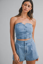 Load image into Gallery viewer, NEWEST ARRIVAL Denim Strapless Shorts Set
