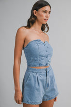Load image into Gallery viewer, NEWEST ARRIVAL Denim Strapless Shorts Set
