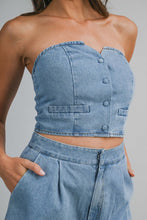 Load image into Gallery viewer, NEWEST ARRIVAL Denim Strapless Shorts Set
