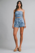 Load image into Gallery viewer, NEWEST ARRIVAL Denim Strapless Shorts Set
