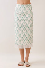 Load image into Gallery viewer, NEWEST ARRIVAL Green Botanical Fringe Midi Skirt Set
