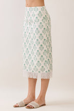 Load image into Gallery viewer, NEWEST ARRIVAL Green Botanical Fringe Midi Skirt Set
