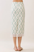 Load image into Gallery viewer, NEWEST ARRIVAL Green Botanical Fringe Midi Skirt Set
