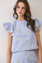 Load image into Gallery viewer, NEWEST ARRIVAL Blue Paisley Embroidered Shorts Set
