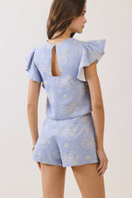 Load image into Gallery viewer, NEWEST ARRIVAL Blue Paisley Embroidered Shorts Set
