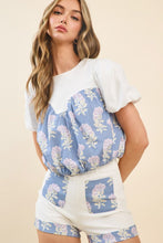 Load image into Gallery viewer, NEWEST ARRIVAL White Blue Floral Mini Shorts Set
