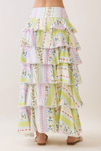 Load image into Gallery viewer, LAST ONE Pink/Green Floral Tiered Maxi Skirt Set
