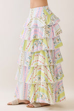 Load image into Gallery viewer, LAST ONE Pink/Green Floral Tiered Maxi Skirt Set
