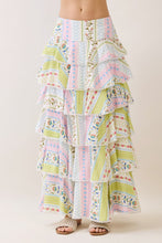 Load image into Gallery viewer, LAST ONE Pink/Green Floral Tiered Maxi Skirt Set
