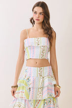 Load image into Gallery viewer, LAST ONE Pink/Green Floral Tiered Maxi Skirt Set
