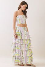 Load image into Gallery viewer, LAST ONE Pink/Green Floral Tiered Maxi Skirt Set

