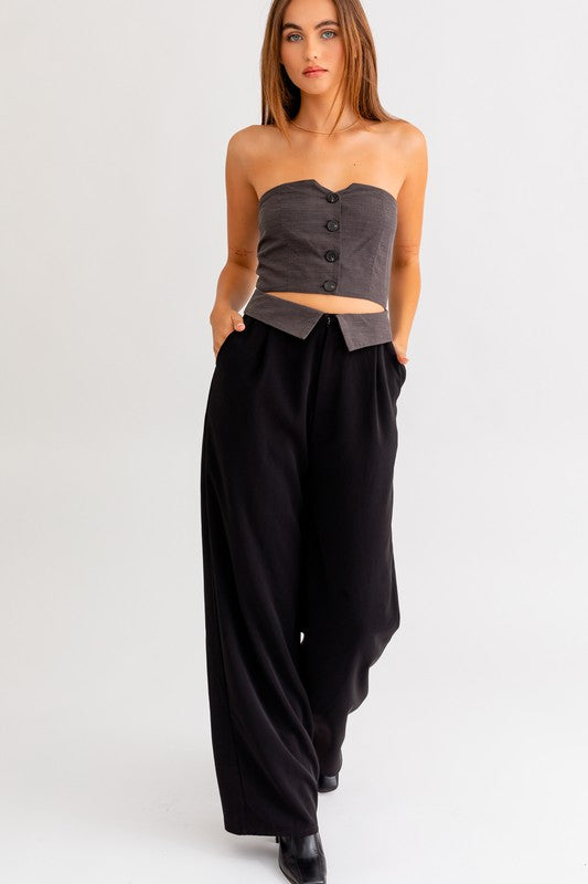 FINAL SALE Gray/Black Blazer Style Jumpsuit