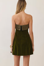 Load image into Gallery viewer, NEWEST ARRIVAL *PREORDER 10/8* Olive Velvet Contrast Strapless Dress

