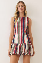 Load image into Gallery viewer, NEWEST ARRIVAL *PREORDER 10/6* Cream Navy Multi Striped Bubble Hem Dress
