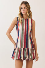 Load image into Gallery viewer, NEWEST ARRIVAL *PREORDER 10/6* Cream Navy Multi Striped Bubble Hem Dress
