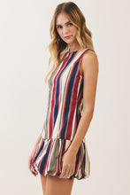 Load image into Gallery viewer, NEWEST ARRIVAL *PREORDER 10/6* Cream Navy Multi Striped Bubble Hem Dress
