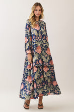 Load image into Gallery viewer, NEWEST ARRIVAL *PREORDER 10/6* Navy Floral Tiered Long Sleeve Maxi Dress
