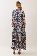 Load image into Gallery viewer, NEWEST ARRIVAL *PREORDER 10/6* Navy Floral Tiered Long Sleeve Maxi Dress
