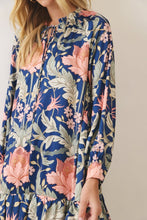 Load image into Gallery viewer, NEWEST ARRIVAL *PREORDER 10/6* Navy Floral Tiered Long Sleeve Maxi Dress
