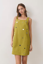Load image into Gallery viewer, NEWEST ARRIVAL *PREORDER 10/7* Chartreuse Olive Green Mirror Embellished Dress
