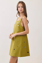 Load image into Gallery viewer, NEWEST ARRIVAL *PREORDER 10/7* Chartreuse Olive Green Mirror Embellished Dress
