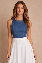Load image into Gallery viewer, NEWEST ARRIVAL Denim Fitted Crop Top
