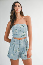 Load image into Gallery viewer, NEWEST ARRIVAL Denim Floral Beaded Tube Shorts Set
