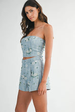 Load image into Gallery viewer, NEWEST ARRIVAL Denim Floral Beaded Tube Shorts Set
