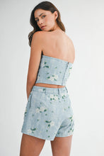 Load image into Gallery viewer, NEWEST ARRIVAL Denim Floral Beaded Tube Shorts Set
