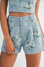 Load image into Gallery viewer, NEWEST ARRIVAL Denim Floral Beaded Tube Shorts Set
