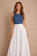 Load image into Gallery viewer, NEWEST ARRIVAL Denim Fitted Crop Top
